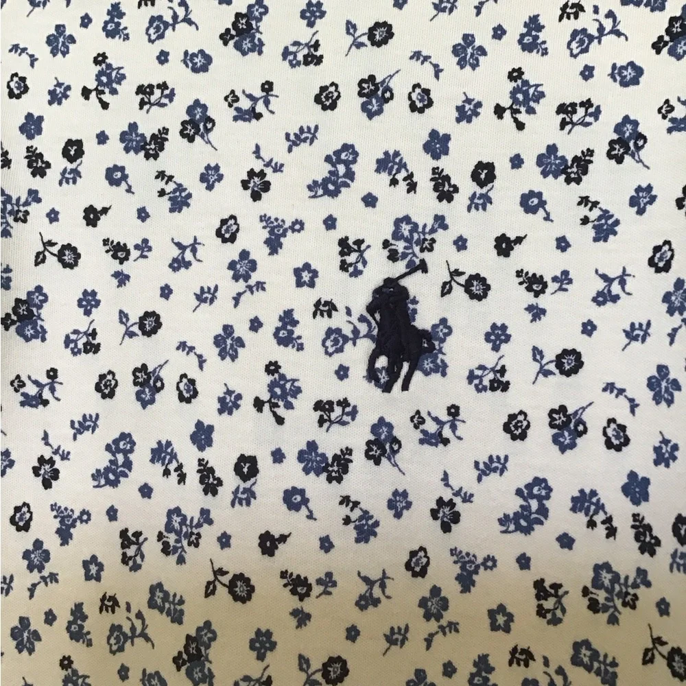 Ralph Lauren White Polo with Navy Floral Print